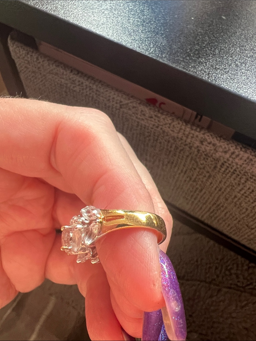Pink and Clear Crystal Halo Ring - Women Jewelry - Picture 3 of 3